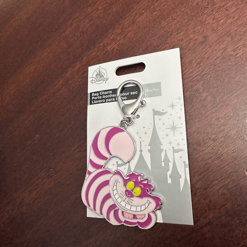 NWT Disney Pink Cheshire Cat Bag Charm Alice in Wonderland